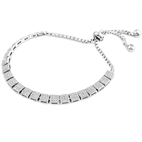 Silver Bracelet Fit Wrist with Micro set CZ