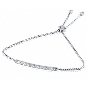 Silver Bracelet Fit Wrist with CZ