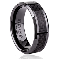 Black Ceramic Ring-8mm With Black Carbon Fiber Inlay