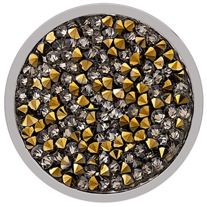 SS Large Hematite and Yellow Crystal Coin