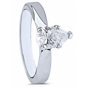 14 Karat White Gold Ring with 0.77ct F-G I-1 Diamond Pear Shaped