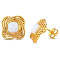 Gold Plated Sterling Silver Earrings with Opal Gemstone