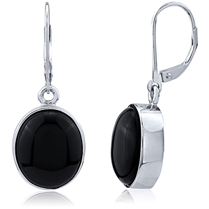 Silver Gemstone Earrings with Black Onyx