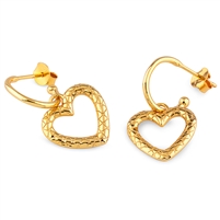Plain Silver Heart Earrings-Gold Plated.