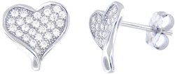 Silver Heart Earring with Micro Set Cubic Zirconia