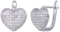 Silver Heart Earring with Micro Set CZ