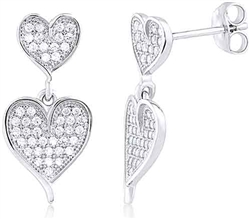 Silver Heart Earring with Micro Set CZ