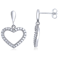 Silver Heart Earring with CZ
