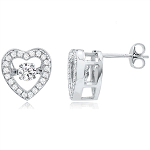 Silver Heart Dancing CZ Earrings