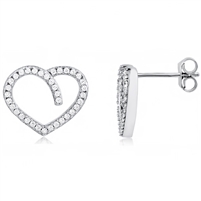 Silver Heart Earring With CZ