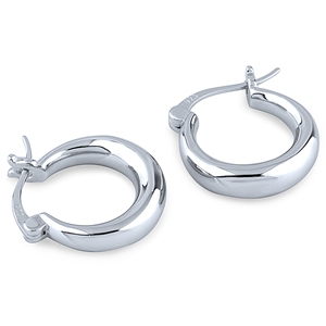 Plain Hoop Silver Earrings