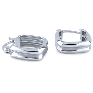 Plain Silver Square Hoop Earrings