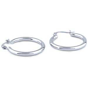 Plain Silver Hoop Earrings-20MM