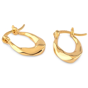 Plain Silver Hoop Earrings with Yellow Gold Plating