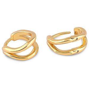 Silver Plain Huggie Earrings with Yellow Gold Plating