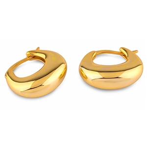 Plain Silver Hoops Earrings with Yellow Gold Plating