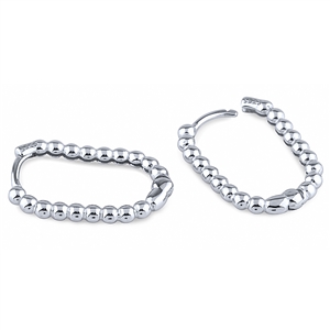 Plain Silver Bead Hoop Earrings