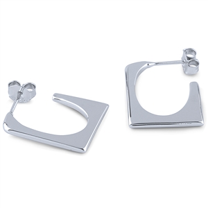 Plain Silver Square Hoop Earrings