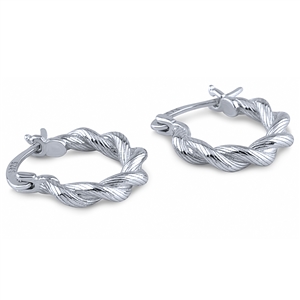 Plain Silver Rope Hoop Earrings.