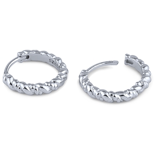 Plain Sterling Silver Hoop Earrings with Twist Design