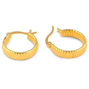 Plain Silver Huggie Earrings - Yellow Gold Plated