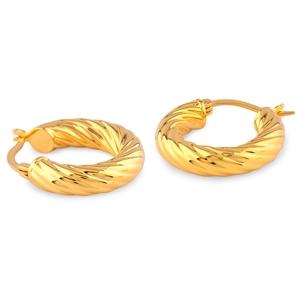 Plain Sterling Silver Yellow Gold Plated Hoop Earrings