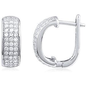 Silver Earring with CZ-Huggy