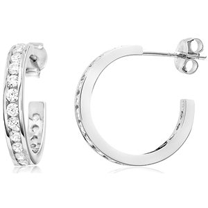 Silver Hoops Earrings with CZ