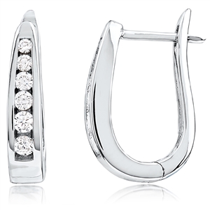 Silver Huggy Earrings with CZ