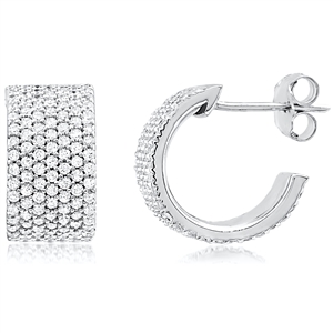 Silver Huggy Earrings with CZ