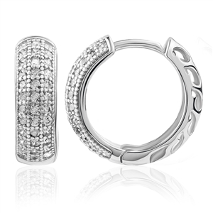 Silver Huggy Earrings with CZ