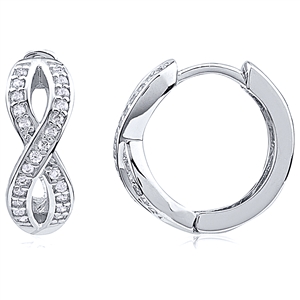 Silver Infinity Huggy Earrings With CZ