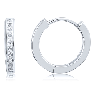 Silver Huggy Earrings With CZ