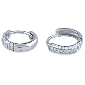 Silver Huggy Earrings with CZ
