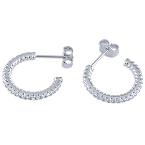 Silver Hoop Earrings With CZ stone