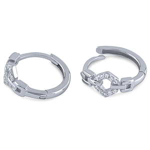 Silver Huggie Earrings With CZ