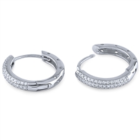 Silver Huggie Earrings with CZ