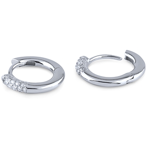 Silver Hoop Earrings With CZ stone