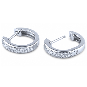 Silver Huggy Earrings with Pave Set Cubic Zirconia