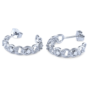 Silver Huggy Earrings with Claw Set Cubic Zirconia