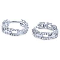 Silver Huggy Earrings with Solitaire Claw Set Cubic Zirconia