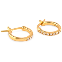 Gold Plated Sterling Silver Huggy Earrings with Claw Set Cubic Zirconia