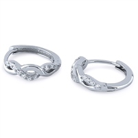 Sterling Silver Twist Huggy Earrings with Claw Set Cubic Zirconia