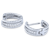 Sterling Silver Huggy Earrings with Cubic Zirconia