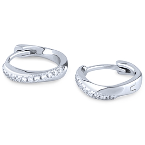 Sterling Silver Huggy Earrings with Cubic Zirconia