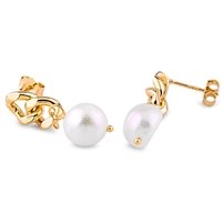 Yellow Gold Plated Sterling Silver Earrings with Freshwater Pearls
