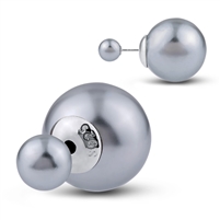 Double Sided Reversible Grey Ball Stud Earrings