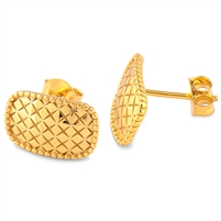 Yellow Gold Plated Sterling Silver Shield Shaped Earrings