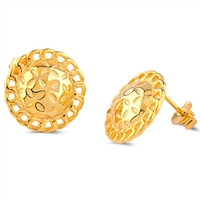 Yellow Gold Plated Sterling Silver Round Domed Shaped Earrings