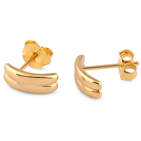 Plain Silver Earrings with Yellow Gold Plating